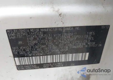 2013 Toyota Rav4 Xle из США, поврежденный, VIN 2T3WFREV8DW057467